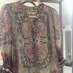 Joie peasant silk long sleeve top